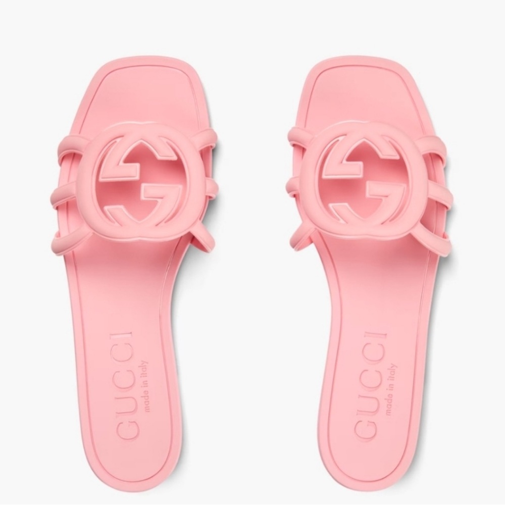 Gucci Palma GG Rubber Flat Slide Sandals